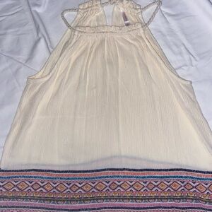 Xhilaration Cream Tank Top with Colorful Hem. 0334